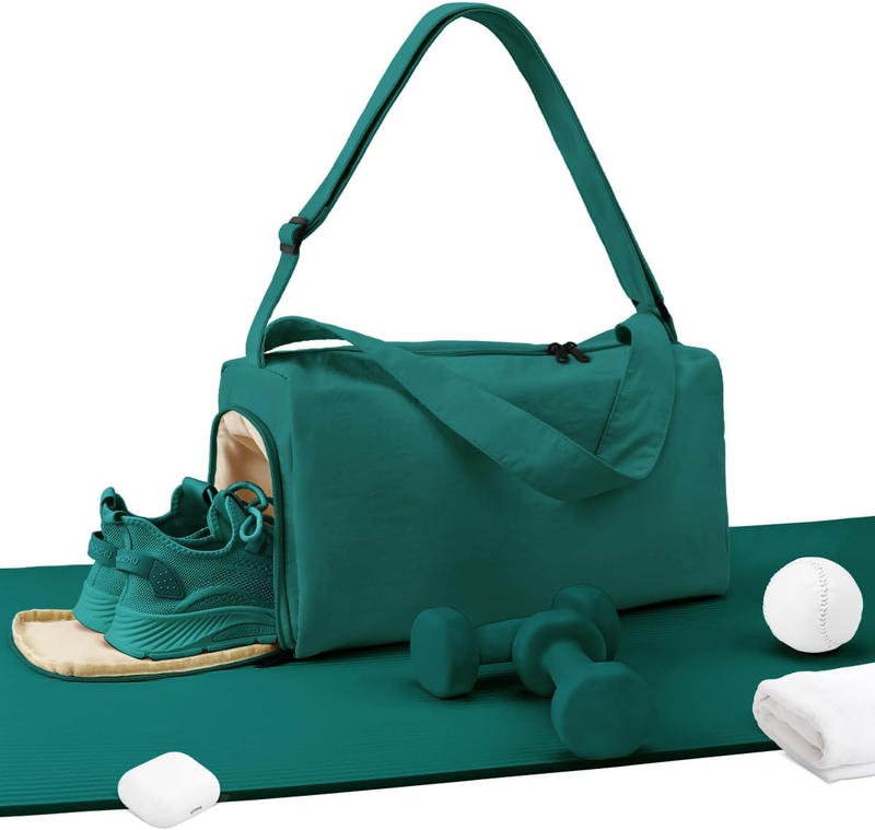 Small Gym Bag Shoes Compartment Duffle Travel Bag Wet Pocket Yoga Pilates Swim0