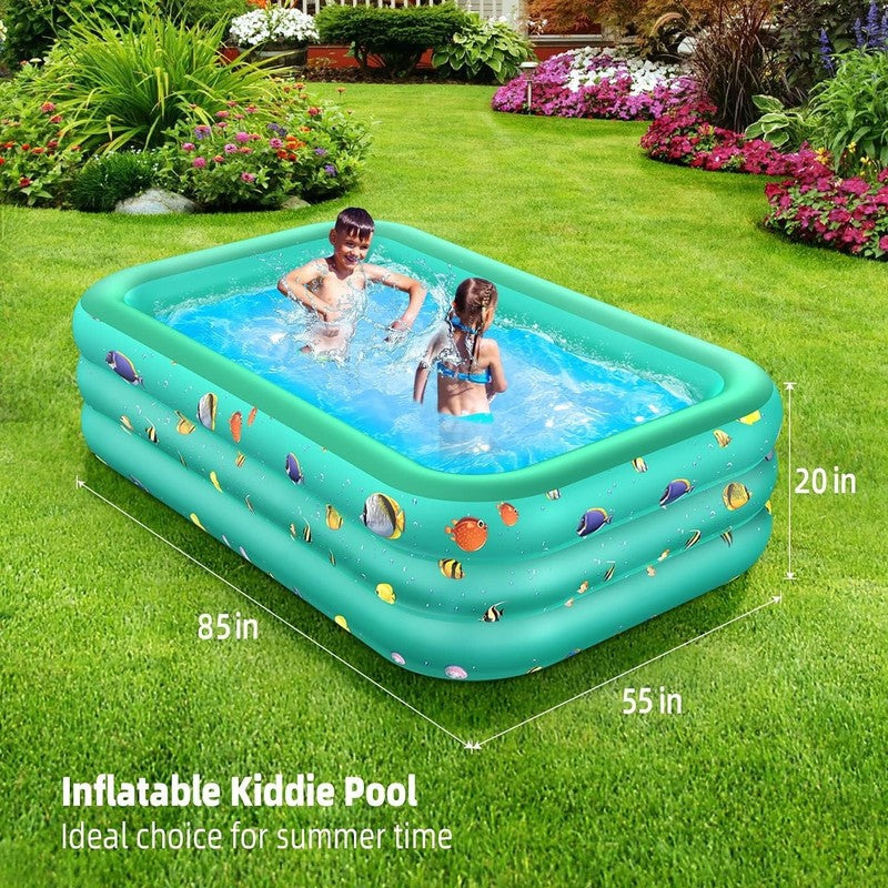 Inflatable Pool, 6.9 X 5 X 1.8 Ft Family Swimming Pools for Kids, Toddlers, Infa4