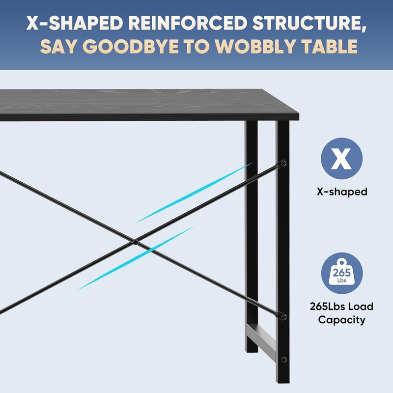 32in Computer Desk Home Office Study Work Table Wood Black4