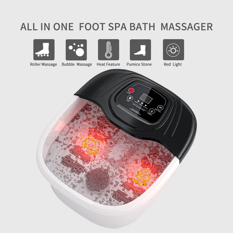 Foot Spa Bath Massager with Heat, Epsom Salt,Bubbles, Vibration and Red Light, T4