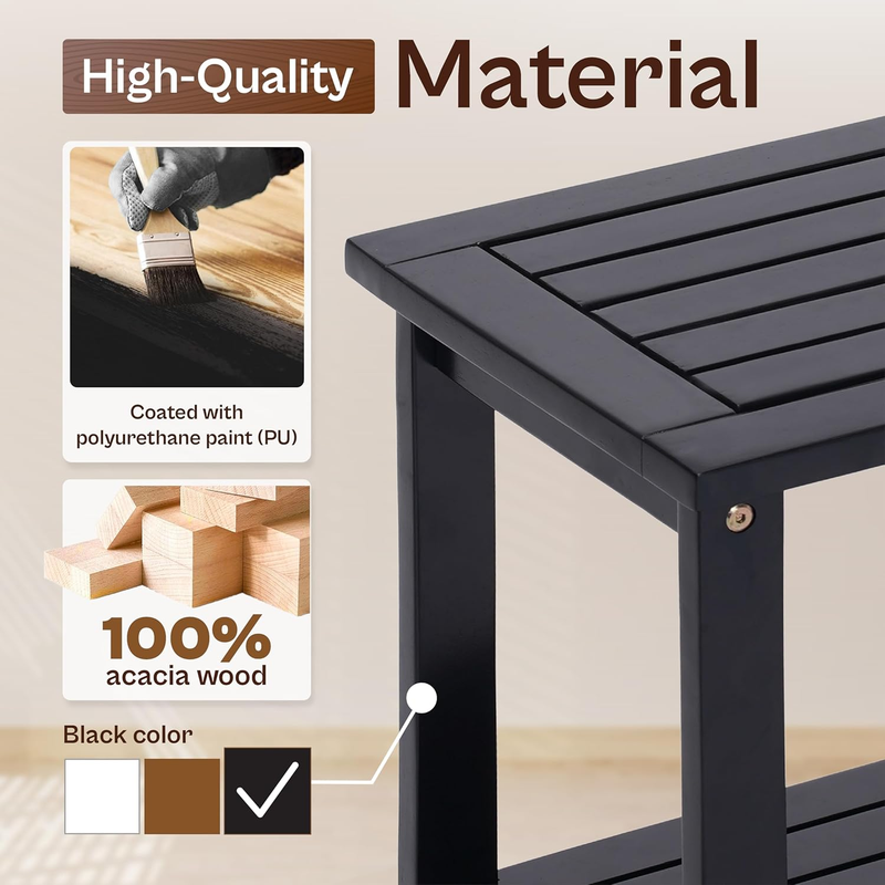 2-Tier Adirondack Side Table – Weather Resistant Wooden End Table, Rectangular R2