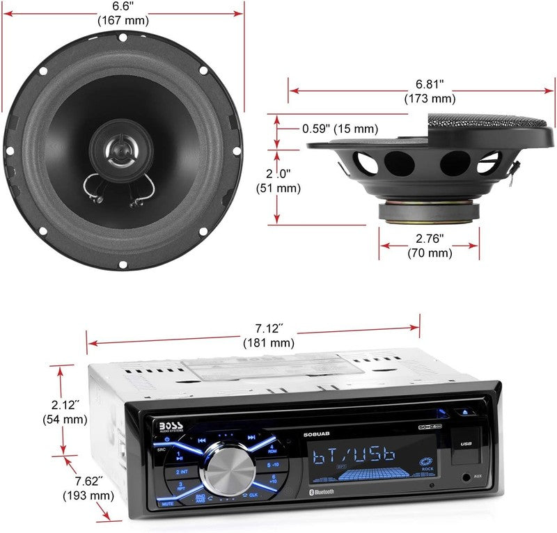 Bluetooth Car Stereo Package with 6.5" Speakers - Single Din, USB, AM/FM Radio2