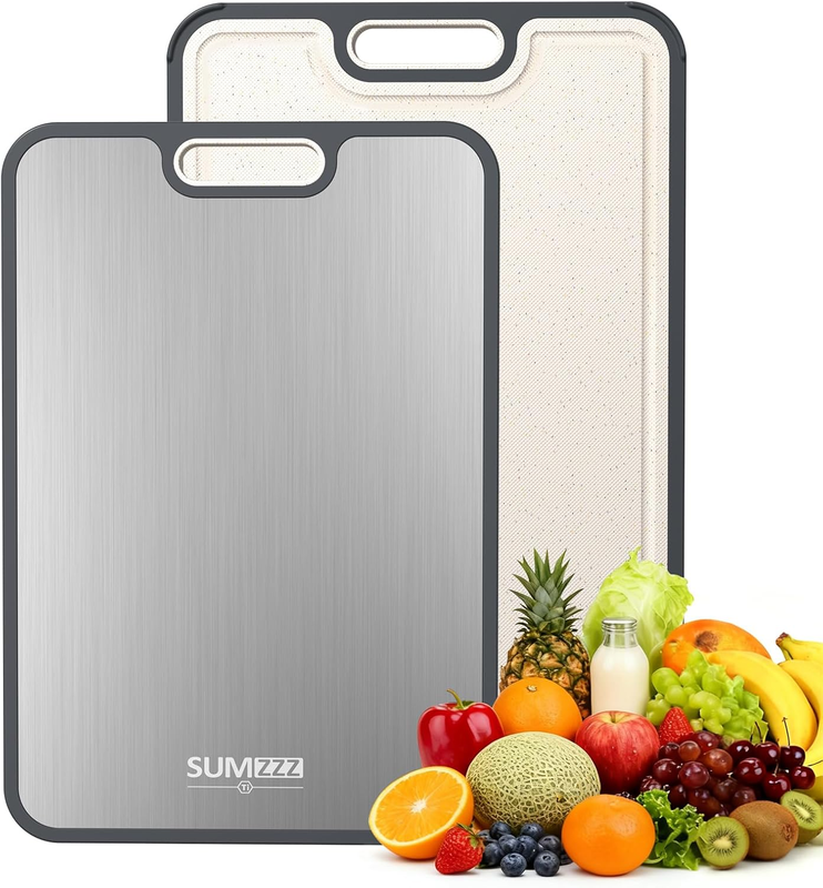 Titanium Cutting Board for Kitchen, Cutting Board Double Sided Food Grade, Pure 9