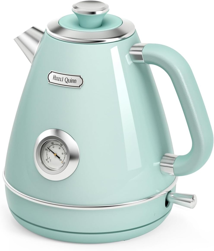 Retro Electric Kettle 1.7L 1200W Stainless Steel w/ Thermometer Mint Green9