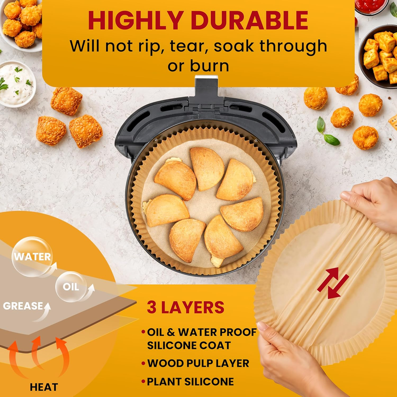 125 Air Fryer Liners 8 Inch Round Ninja 5 8 Qt Non Stick Oil Proof3