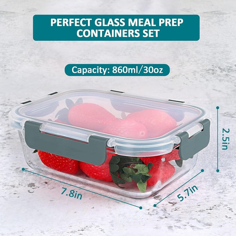 5 Pack 30oz Glass Meal Prep Containers Airtight Snap Lock Lids1