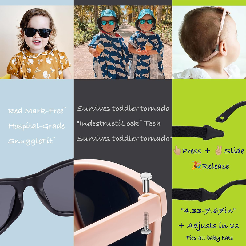   Baby Polarized Sunglasses UV400 Flexible Strap Infant Toddler 0 24 Months4