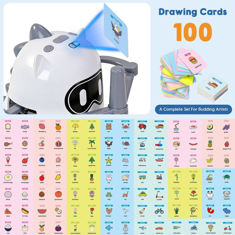 Learning Toddlers Toys, Drawing Robot for Kids with 100 Cards, Montessori Painti2