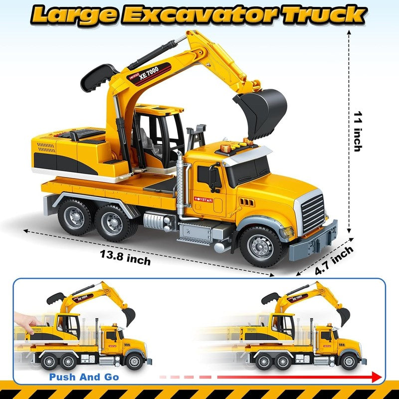 Large Excavator Truck Toy with Sound and Lights for Boys and Girls Ages 3 6 Birt2