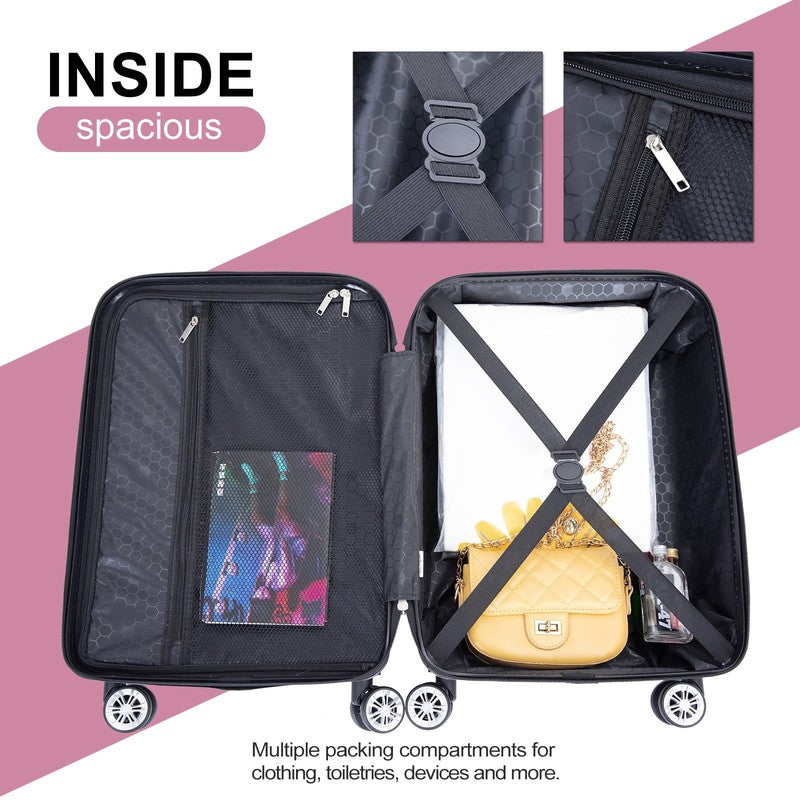 Stylish 4 Piece Pink Hardside Luggage Set with Spinner Wheels   Lightweight3