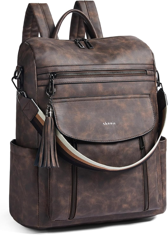 Women Laptop Backpack 15.6" Leather Travel Work Water Resistant Coffee8