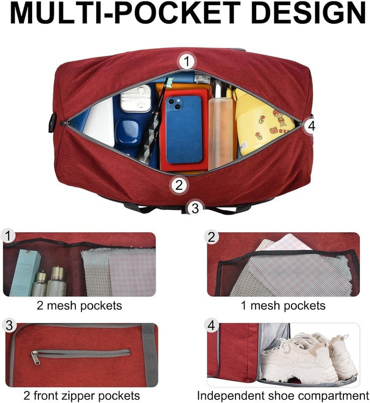 Duffle Bag Shoes Compartment Foldable Travel Waterproof Adjustable Strap Men5