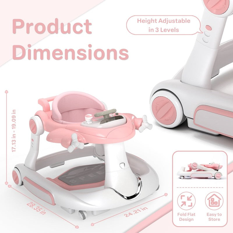 5-In-1 Musical Baby Walker with Wheels, Foldable Baby Walker for Boys Girls, Pin8