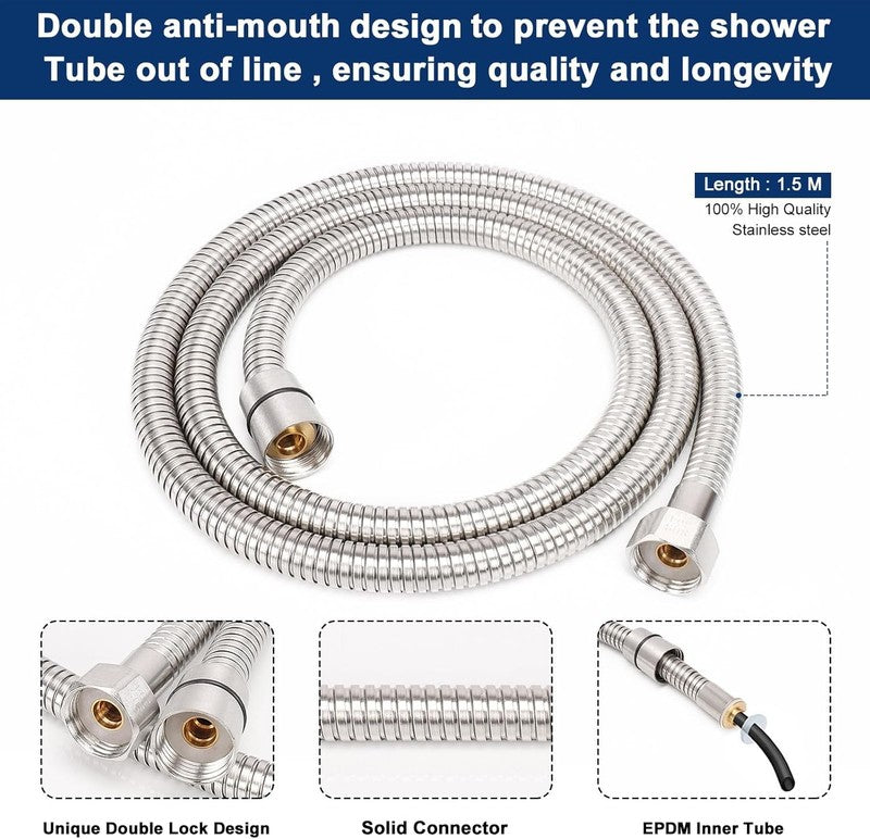 8" Stainless Steel Rain Shower Head & 5-Setting Handheld Combo Chrome3