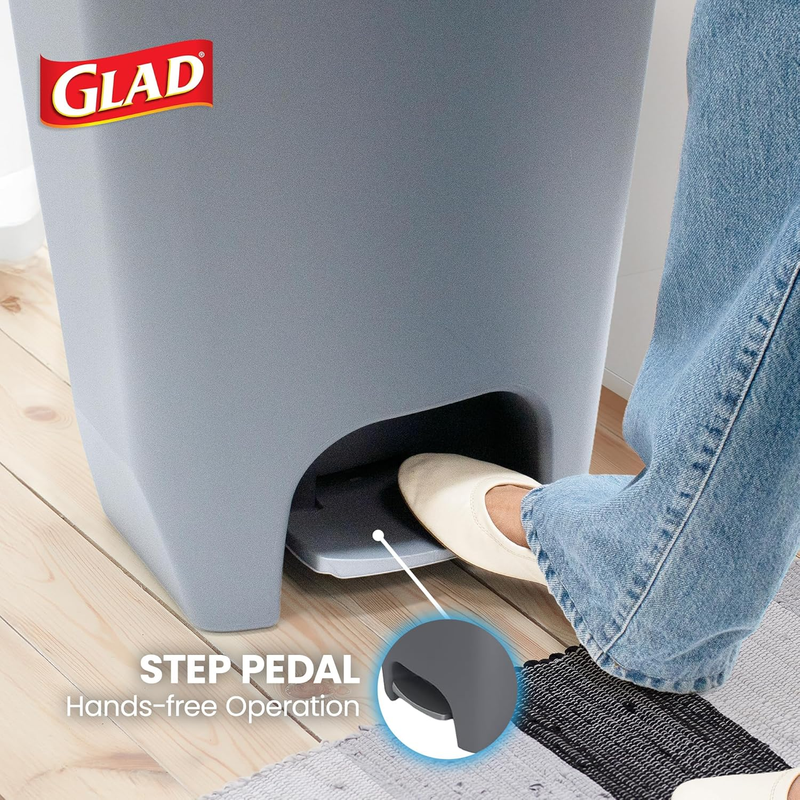 Kitchen Trash Can 13 Gallon Step Pedal Lid Odor Proof Grey Bin3