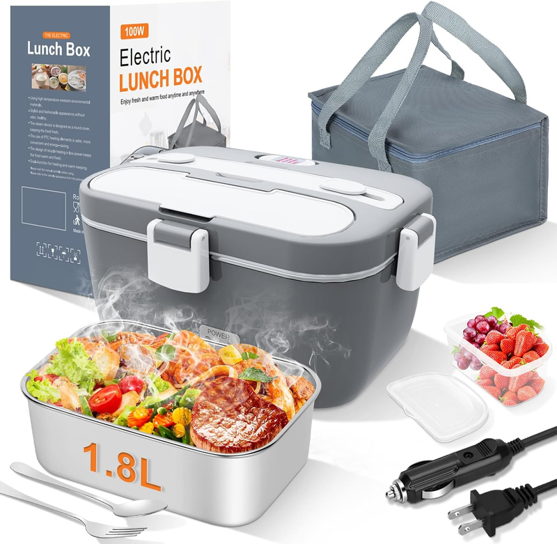 Electric Lunch Box 100W 1.8L Heated Food Warmer Portable 12/24V 110 230V7