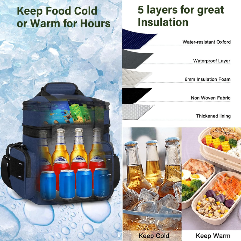 xpandable Tactical Insulated Lunch Box 16L Blue Leakproof Cooler Bag Heavy Duty5