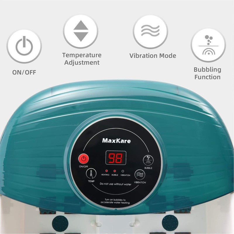 Foot Spa Bath Massager with Heat, Bubbles & Vibration – Green for Relaxation1
