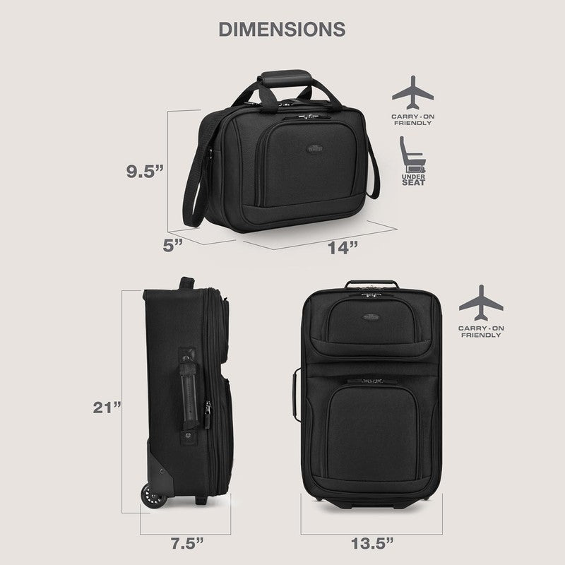 Rio Fabric Expandable Carry On Luggage, Rolling Suitcase, Black, 2 Wheel Set5