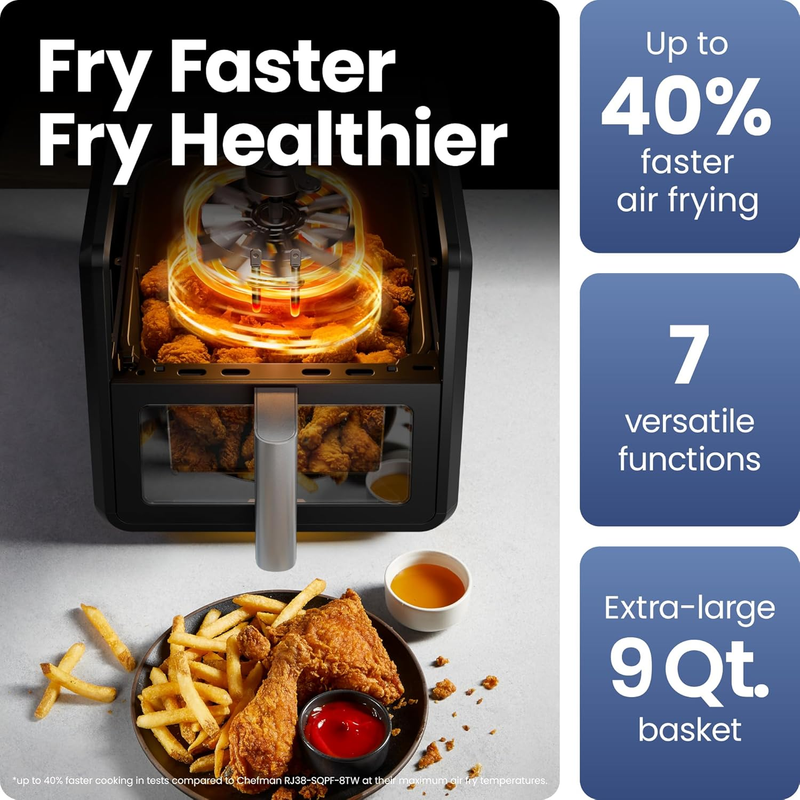 9Qt TurboFry 7 in 1 Air Fryer XL Basket Bake Broil Reheat Dehydrate1