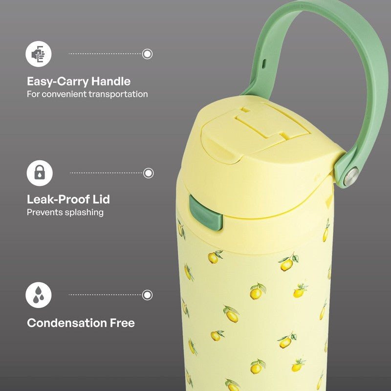 24Oz Stainless Steel 2-In-1 Water Bottle with Straw and Chug Lid, Lemon3