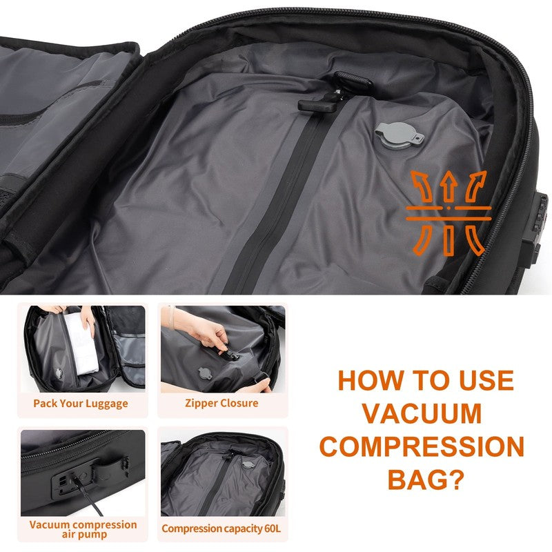 80L Vacuum Travel Backpack Built-In Pump TSA Lock Water Resistant Carry On7