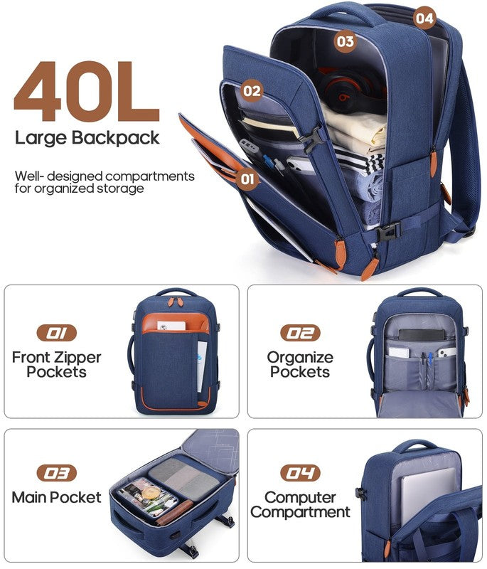 Travel Backpack for Men & Women Carry on Backpack Flight Approved 40L Waterproof2