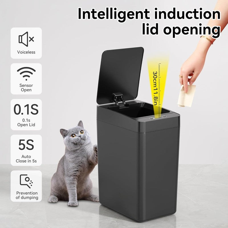 2Pack 2.6 Gallon Touchless Motion Sensor Trash Can - Slim Waterproof Design2