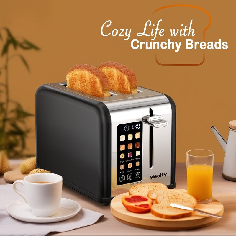 2 Slice Touchscreen Toaster, Stainless Steel, 6 Shade Settings, Wide Slots, Rehe6