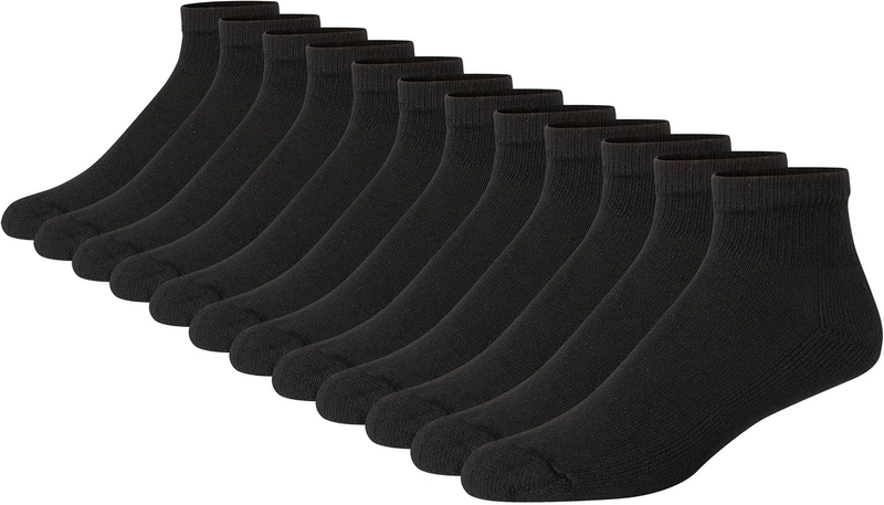 Men’s Double Tough Socks Crew Ankle Moisture Wicking Work Socks Black White8