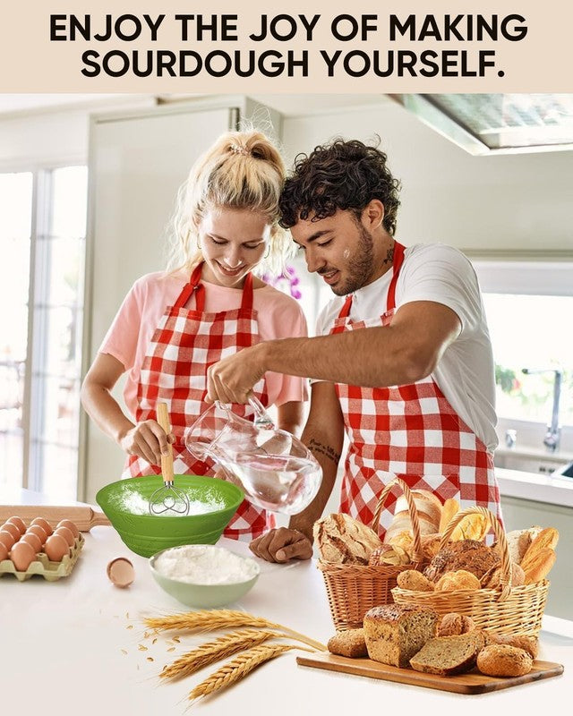 Sourdough Starter Kit 34oz with 2 Bread Proofing Baskets   Green5