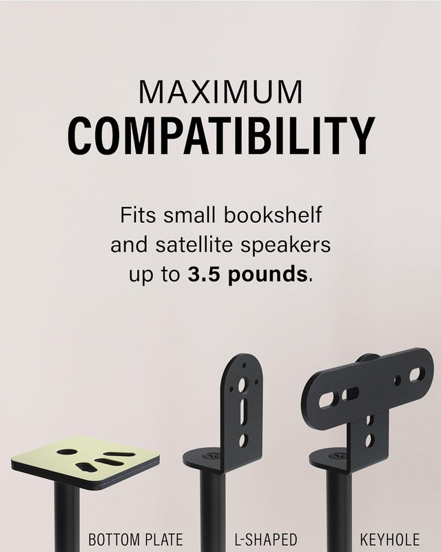 Speaker Stands Pair for Satellite & Bookshelf Speakers up to 3.5Lbs – 10” Height2