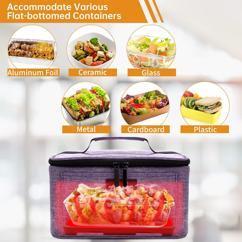 Portable Electric Lunch Box Food Warmer 12V/24V/110V Car Oven Purple3