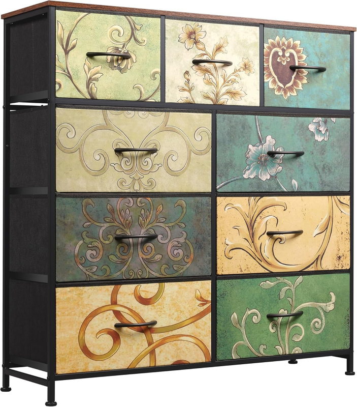 9 Drawer Dresser, Fabric Storage Tower for Bedroom, Hallway, Entryway, Closet, T7