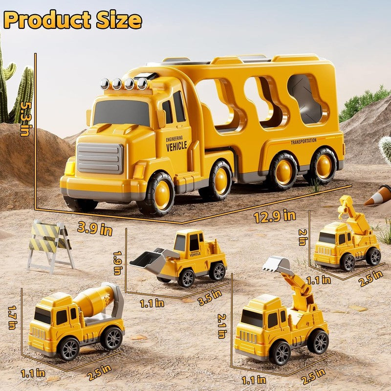 Construction Trucks Toys for 2 3 4 5 Years Old Boys   5 In 1 Carrier Transport V4