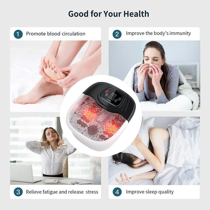 Foot Spa Bath Massager with Heat, Epsom Salt,Bubbles, Vibration and Red Light, T3