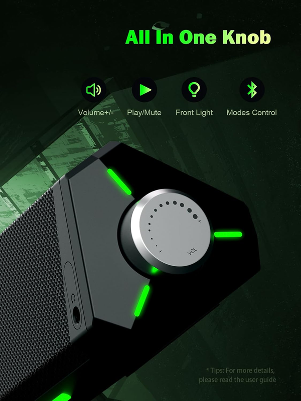 Computer Speakers, Bluetooth Soundbar, Hifi Stereo, 3.5Mm Aux-In Connection, USB4