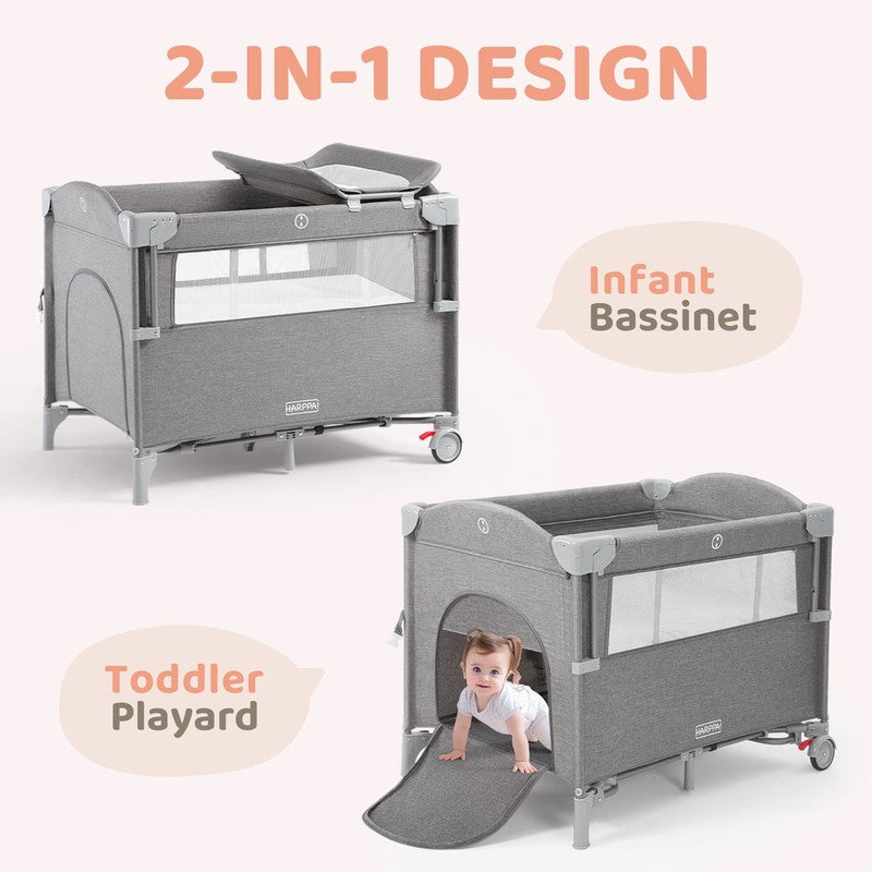 5 in 1 Portable Playard & Bassinet Bedside Sleeper Newborn Toddler Gray6