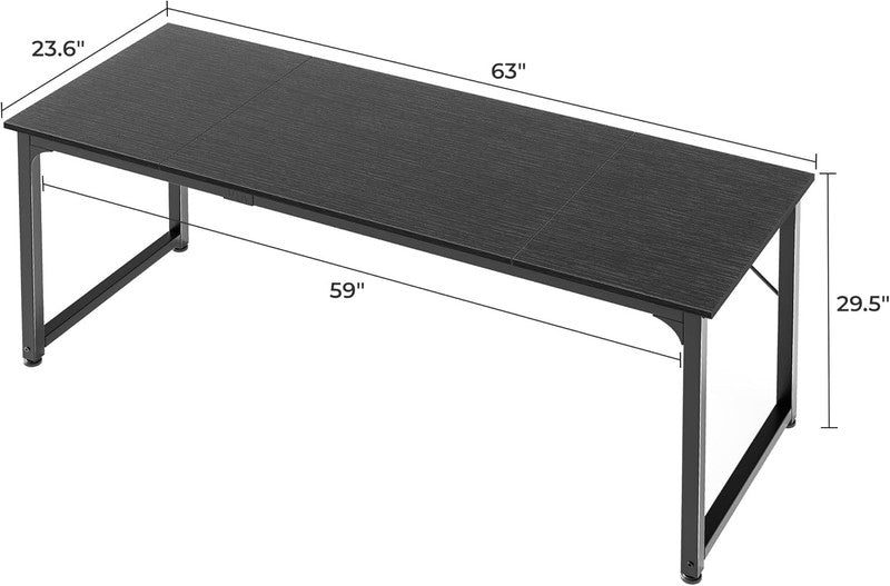 63'' Modern Office Desk Gaming Writing Desk w/ Storage Metal Frame Black2