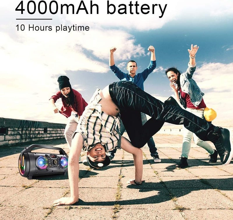 30W Portable Bluetooth Speaker with Subwoofer, RGB Lights & 10H Playtime2