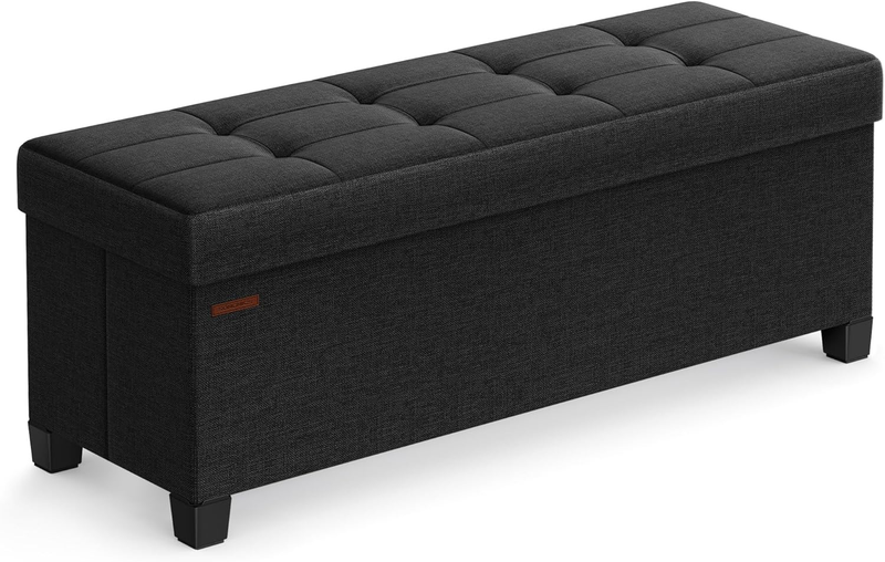 Foldable Storage Ottoman Bench Foot Rest 43'' Bedroom Living Room Ink Black10