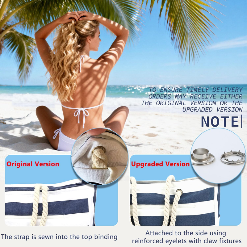 Waterproof Beach Bag Large Canvas Tote Wet Pocket Pool Cruise Travel5