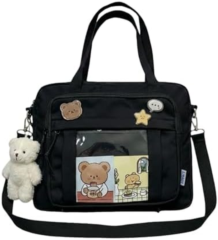 Kawaii Ita Crossbody Bag Women Pin Plush Bear Japanese Y2K Shoulder Purse9