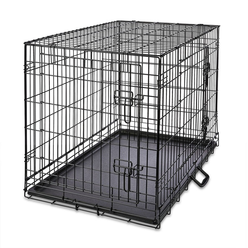 Wire Dog Crate, Double-Door, Divider and Leak-Proof Tray, Metal, Foldable, Durab9