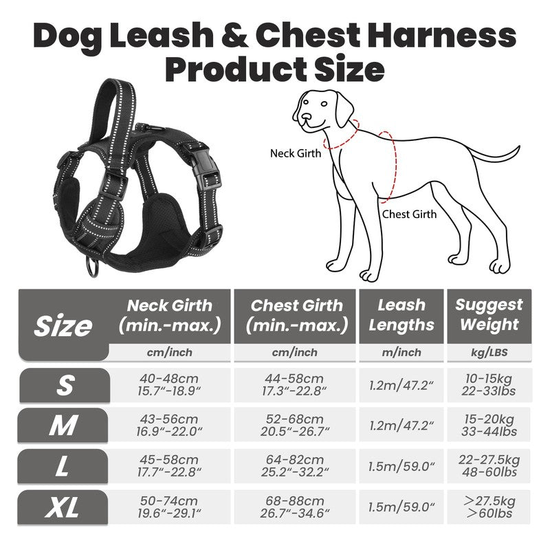 No Pull Dog Harness & Leash Set, Reflective Adjustable Soft Vest Small1
