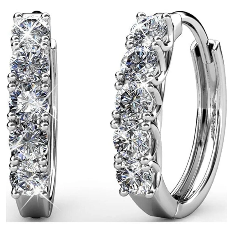 Bethany 18K White Gold Plated 15Mm Hoop Earrings with Crystals for Women9