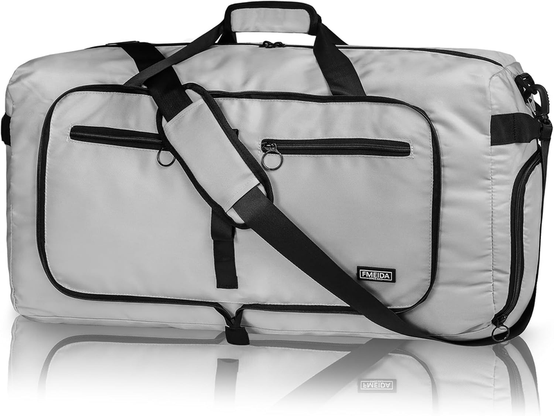 65L Travel Duffel Bag Foldable w/ Shoe Compartment Water Resistant Gray10