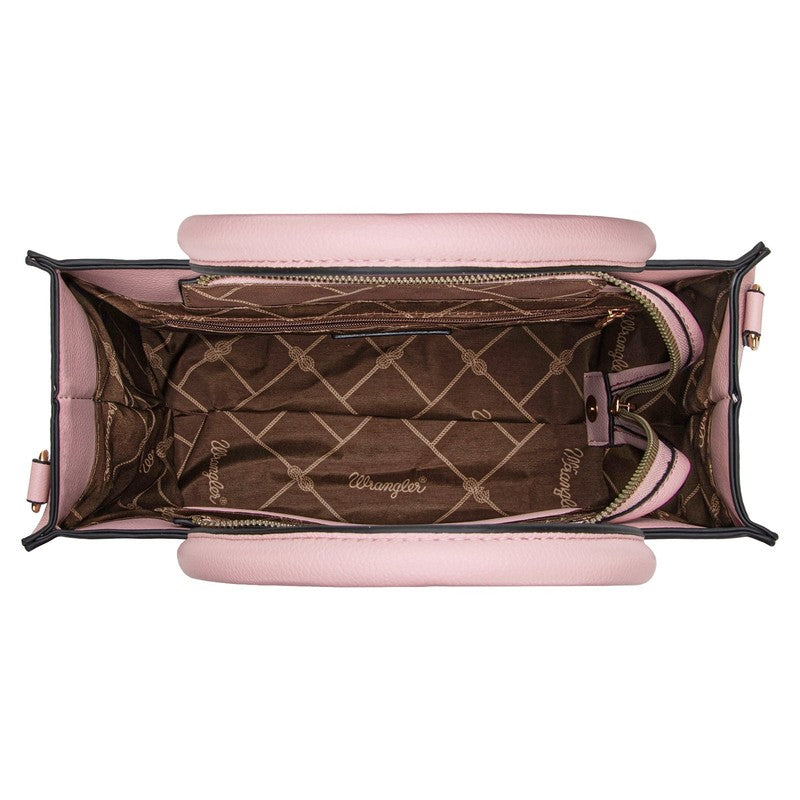 Wrangler 3Pcs Handbags Set Tote Bag & Medium Crossbody Purse & Wallet, Pink1