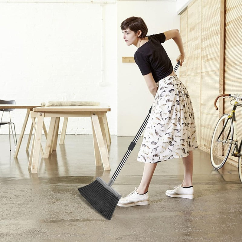 Stand Up Broom and Dustpan Set for Home & Office   Black & Gray4