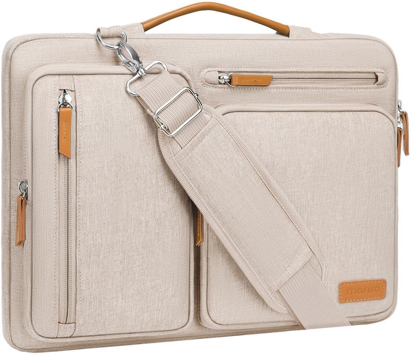 15.6 Inch Laptop Shoulder Bag 360 Protective Messenger 4 Zipper Pockets7